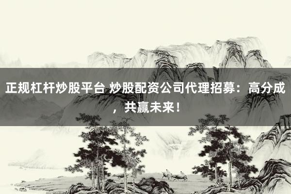 正规杠杆炒股平台 炒股配资公司代理招募：高分成，共赢未来！