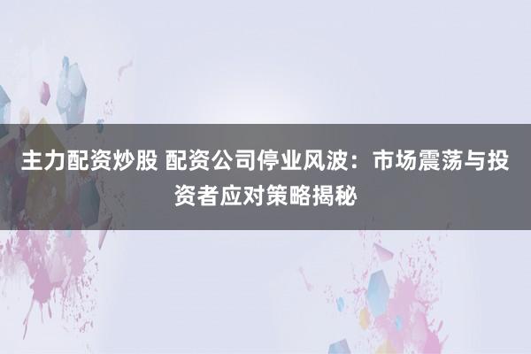 主力配资炒股 配资公司停业风波：市场震荡与投资者应对策略揭秘