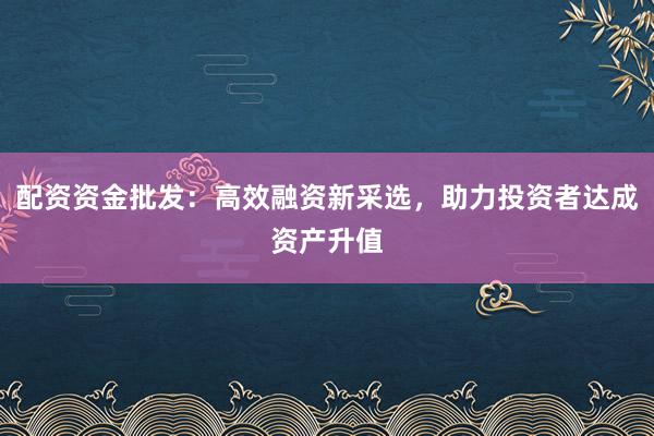 配资资金批发：高效融资新采选，助力投资者达成资产升值
