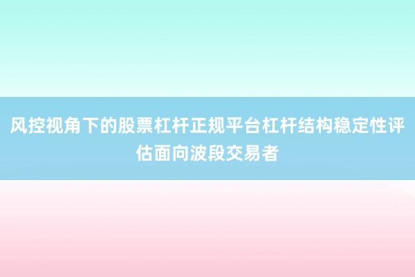 风控视角下的股票杠杆正规平台杠杆结构稳定性评估面向波段交易者